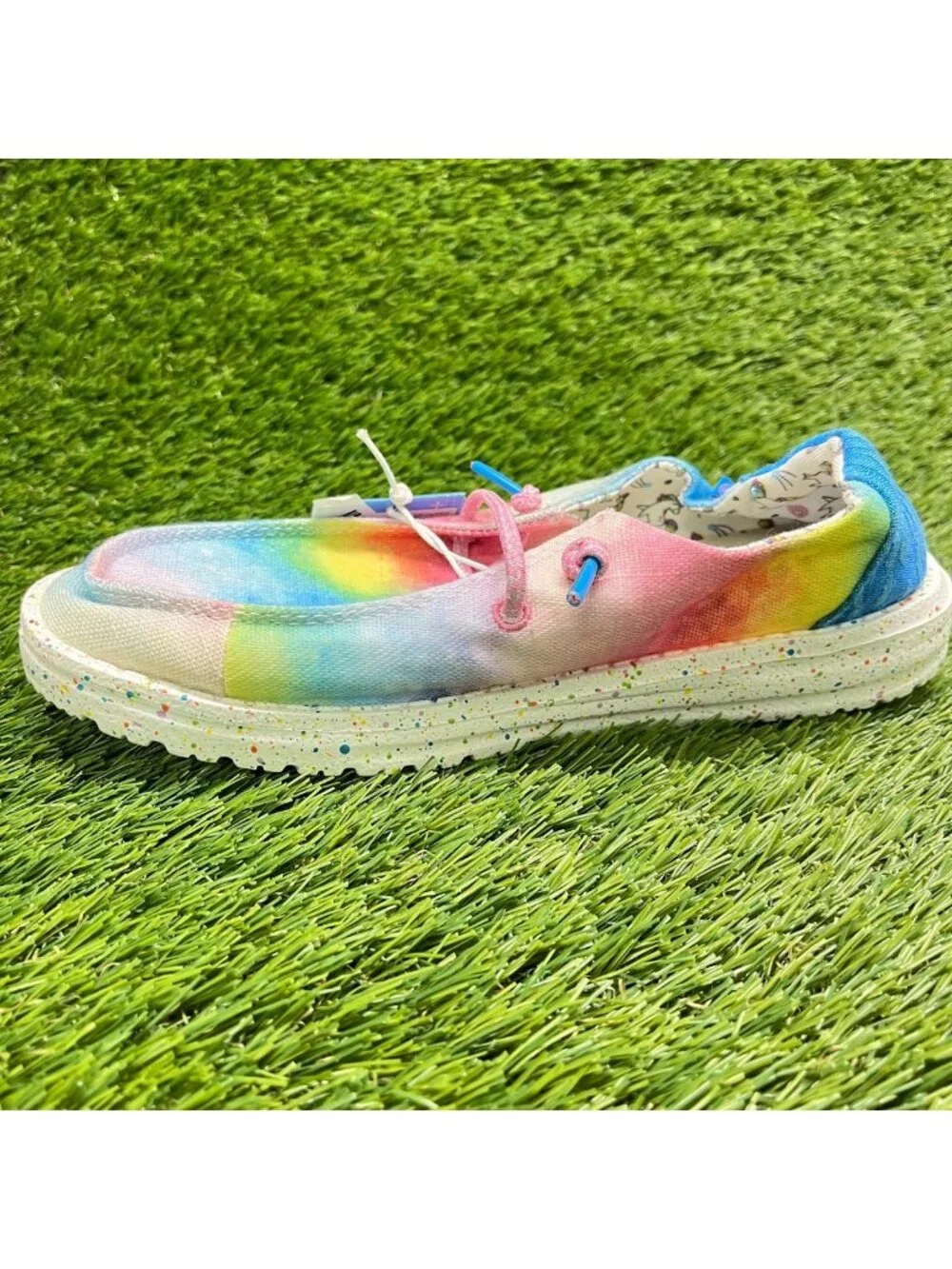 Hey Dude Wendy Dreamer Girls Size 4Y Blue Pink Athletic Walking Slip On Shoes